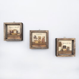 Wallity UKZM004 Set de 3 Cuadros Decorativos enmarcados en Madera de Pino
